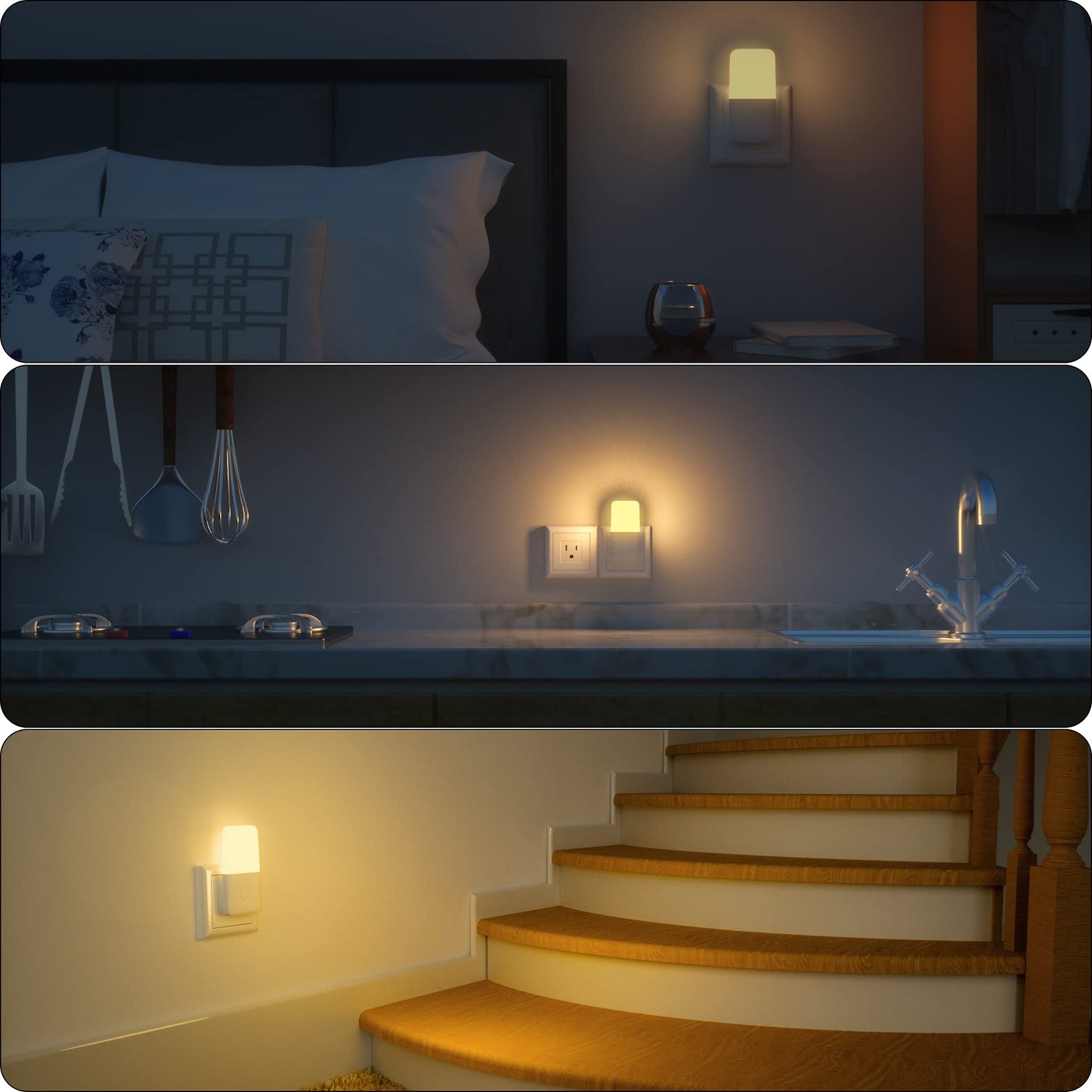 Luz Nocturna LED MAZ-TEK Blanca Cálida con Sensor Inteligente para Niños