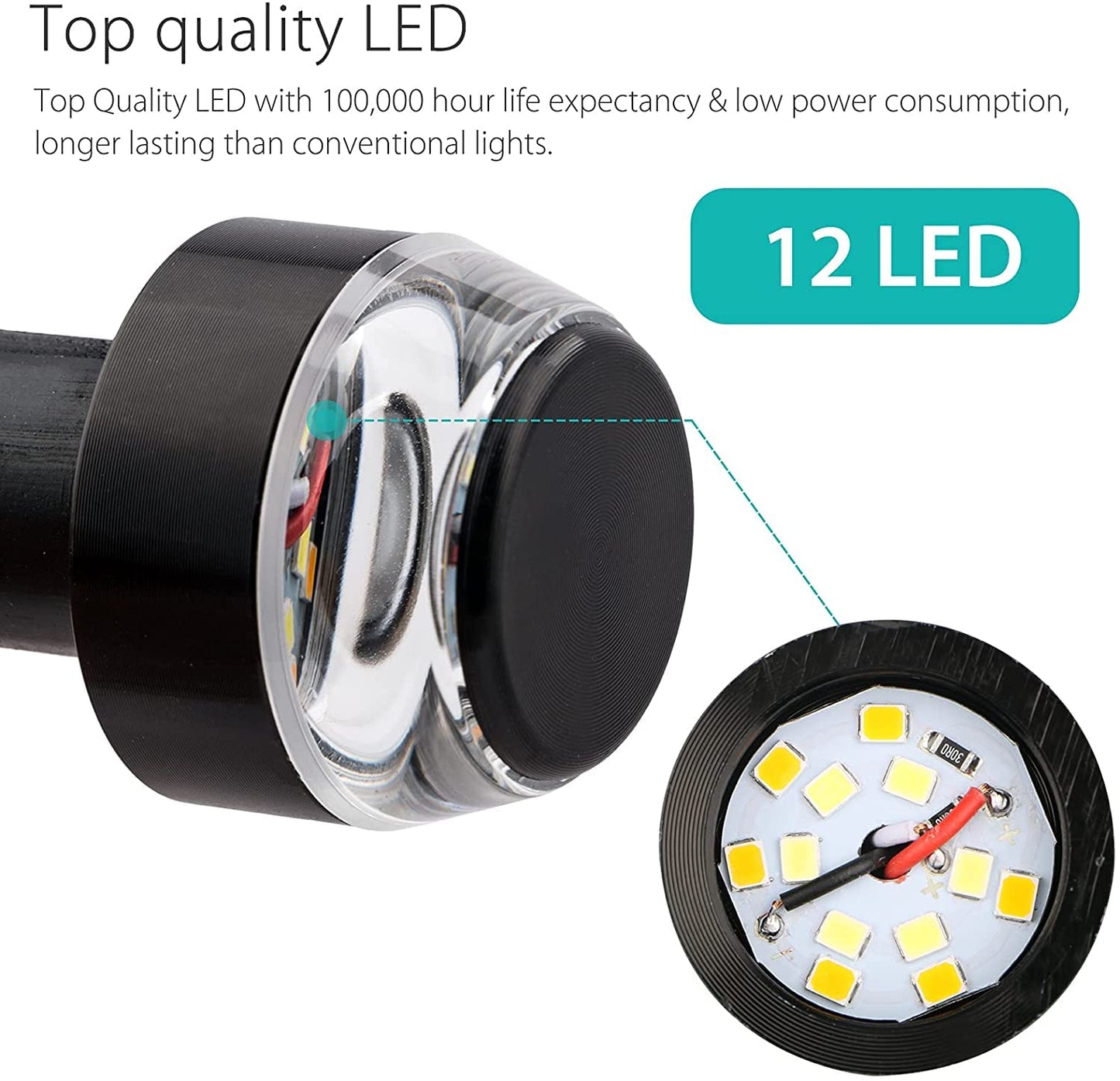 Direccionales Focos Led para Motocicleta Manubrio Laterales,Luz De SeñAl De Giro De Motocicleta,1 Par De Luces De Extremo De Manillar De Motocicleta,Luz Delantera De Resistencia Intermitente