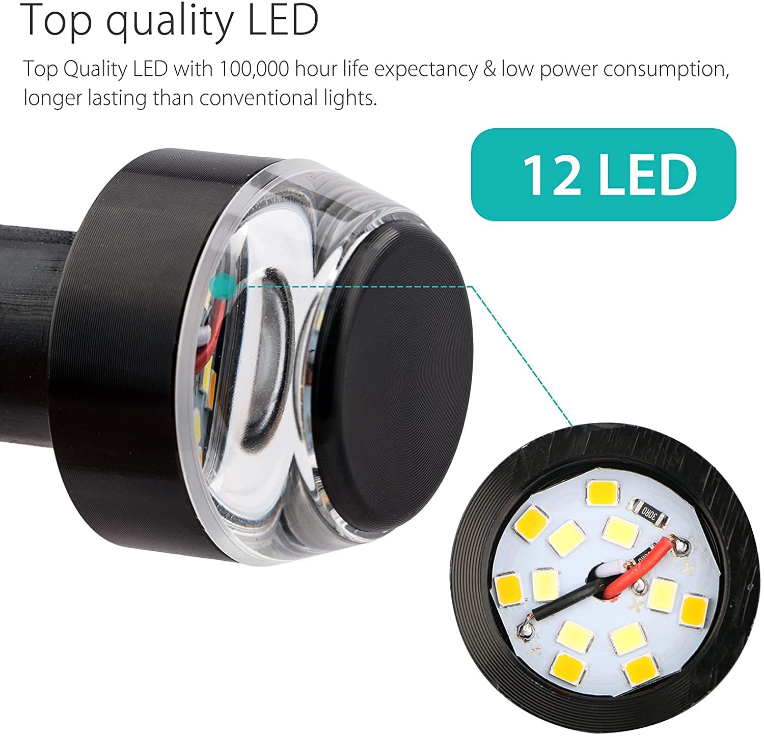 Direccionales Focos Led para Motocicleta Manubrio Laterales,Luz De SeñAl De Giro De Motocicleta,1 Par De Luces De Extremo De Manillar De Motocicleta,Luz Delantera De Resistencia Intermitente