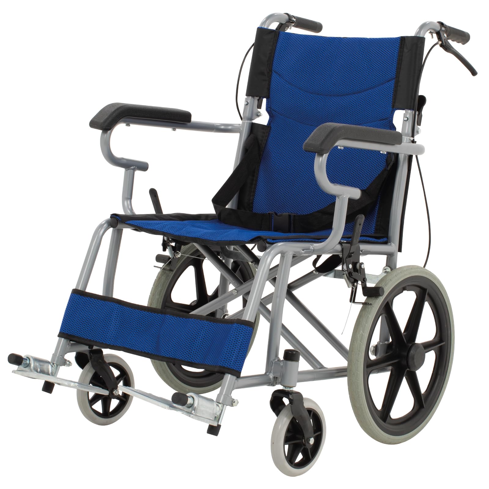 Silla De Ruedas Ligera ONOF Azul Todos Terrenos Con Freno de Mano para Adulto y Adulto Mayor