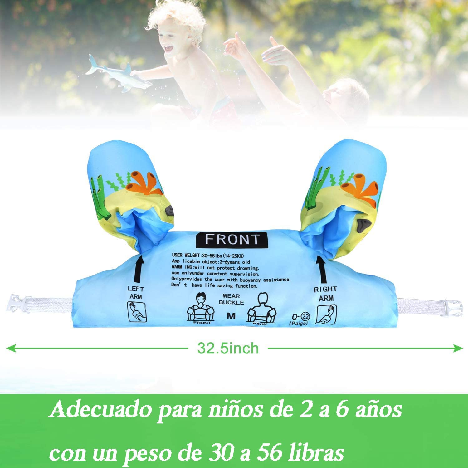 Chaleco Salvavidas para NiñOs NiñA,Chaleco Salvavidas para NiñOs De 2 A 6 AñOs, Chaleco Salvavidas, Seguridad Y Doble Cierre para Piscina Parque AcuáTico Lago Y Playa (Dinosaurio de la cadera)