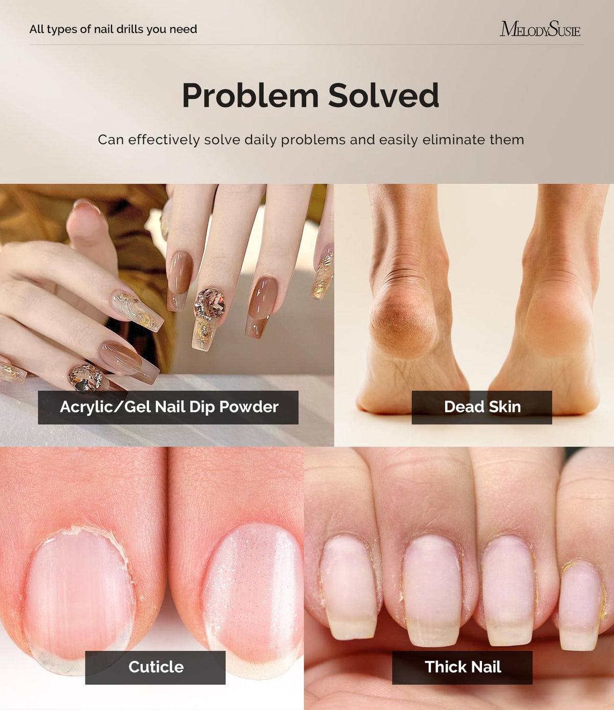 Taladro de Uñas MelodySusie Blanco USB para Preparación Suave