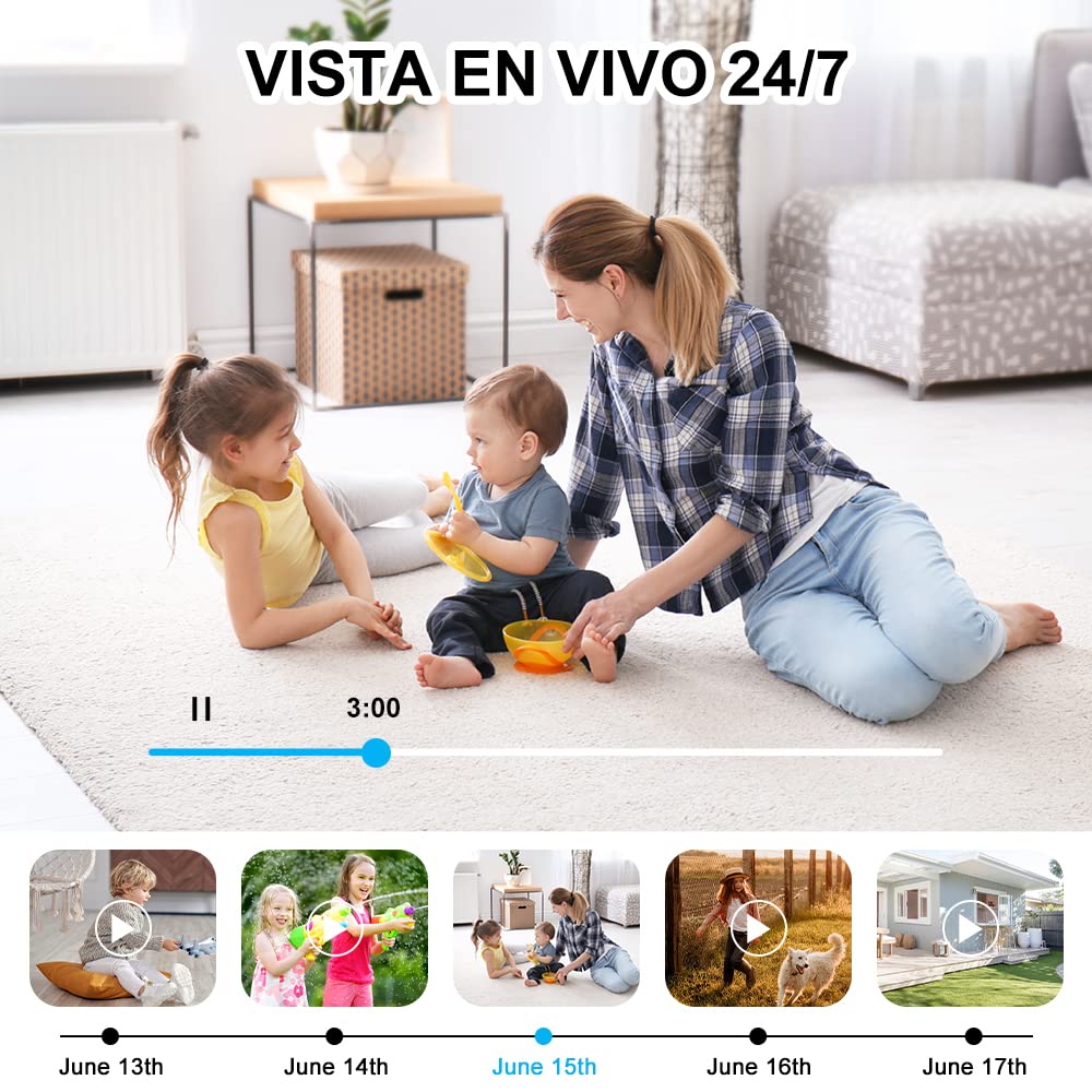 Cámara de Seguridad EASYTAO WiFi 2K 3MP con Alerta y Pan&Tilt 360 Grados Exterior Visión Nocturna Audio Bidireccional Detección de Movimiento Compatible Alexa