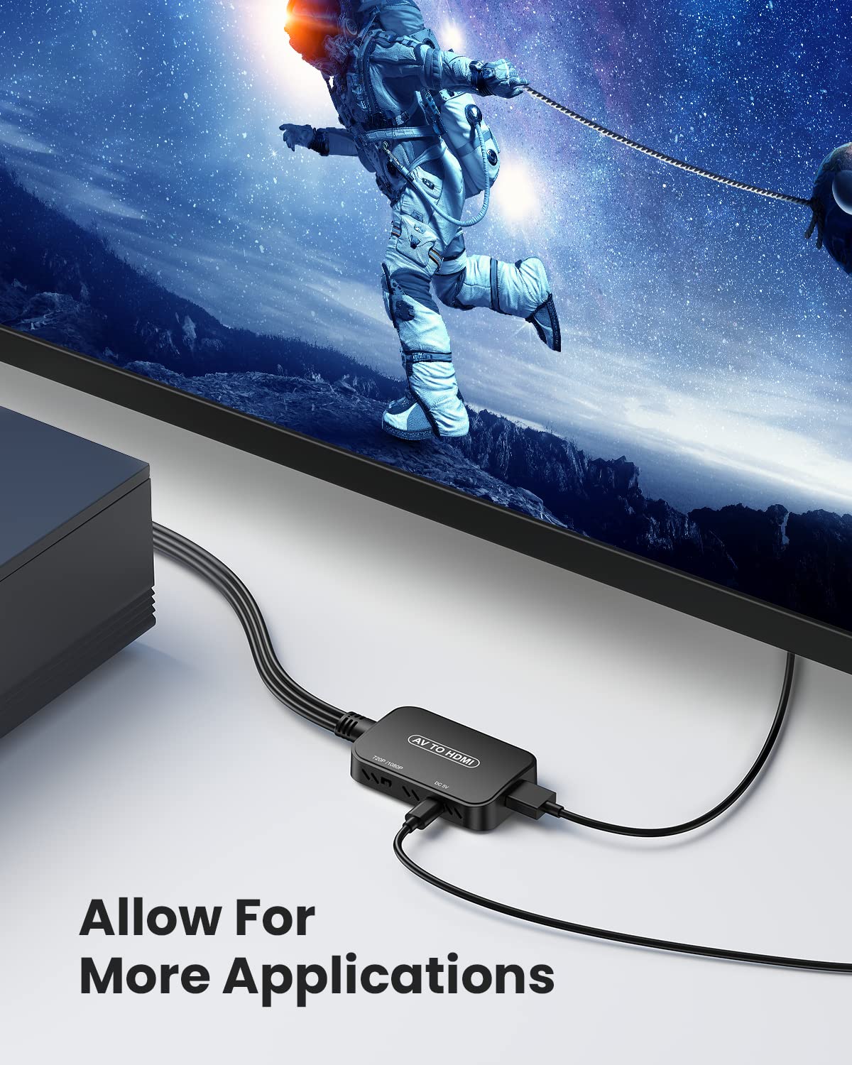 Convertidor RCA a HDMI, adaptador Viagkiki AV a HDMI, convertidor de audio compuesto RCA a HDMI para PS1, PS2, PS3, STB, Xbox, VHS, VCR, reproductores de DVD de rayos negros (cable HDMI incluido)