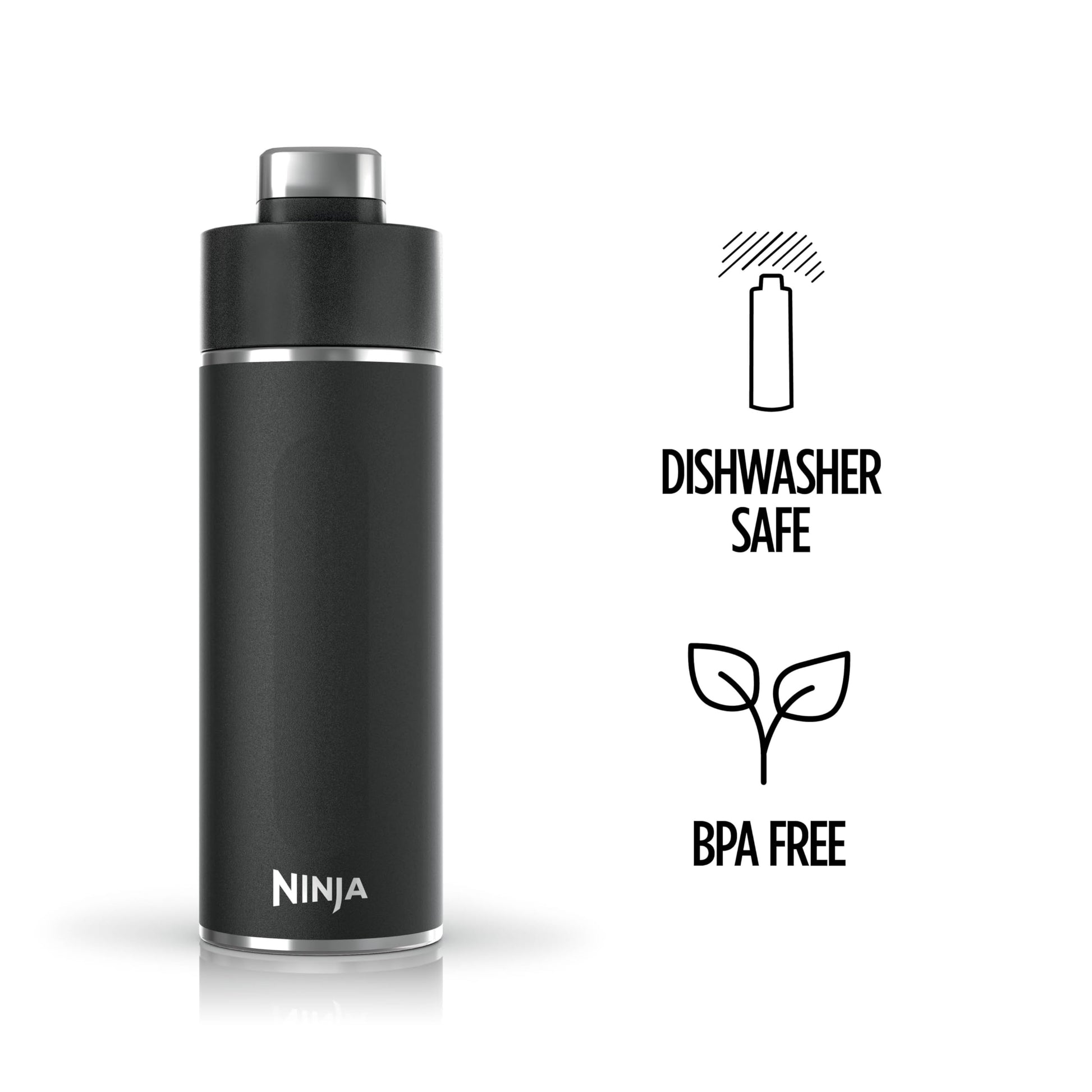 Botella de Agua Ninja Negra de Acero Inoxidable Aislada para Bebidas Gaseosas 24 Onzas