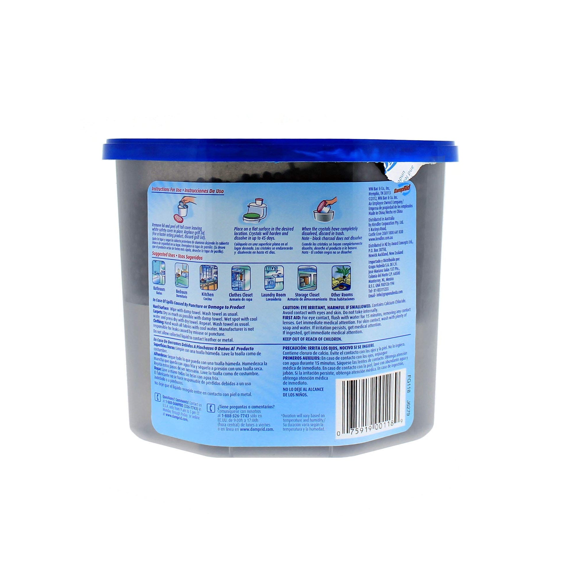 DampRid Absorbente de humedad desechable sin fragancia con carbón activado, 18 onzas, absorbente de humedad y removedor de olores