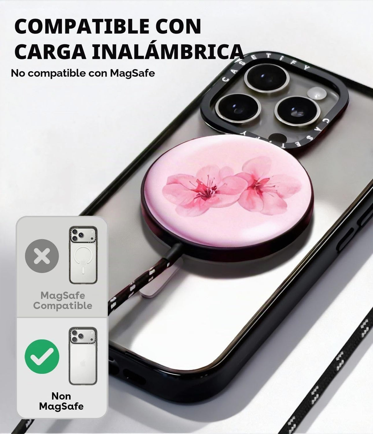 Funda Esencial CASETiFY Negro Transparente Nubes Rojo para iPhone 14 Plus