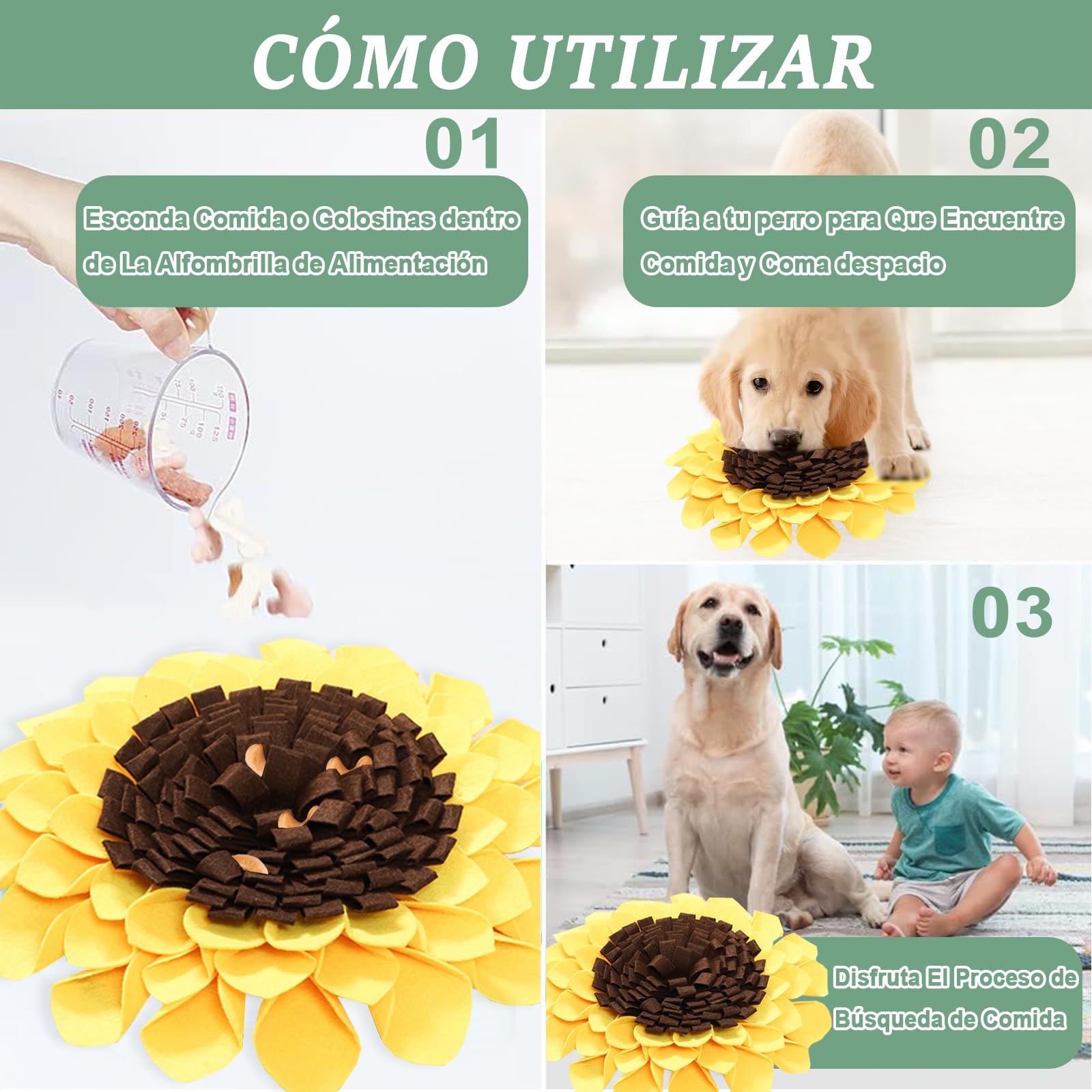 Alfombra Olfato para Perros Snuffle Mat Amarilla Juguete de Entrenamiento Rompecabezas para Mascotas