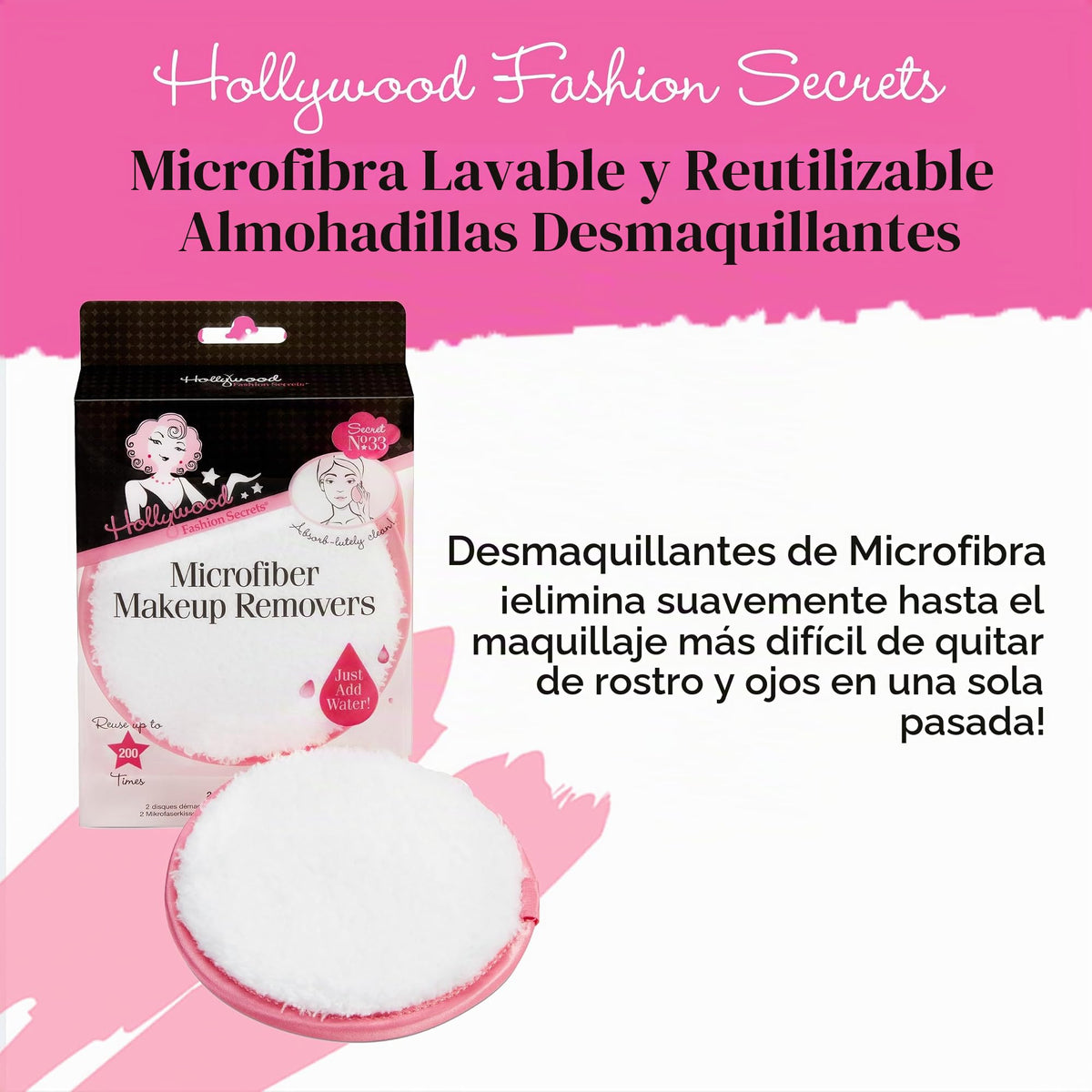 Almohadillas Reusables Hollywood Fashion Secrets Microfibra Suaves y Resistentes