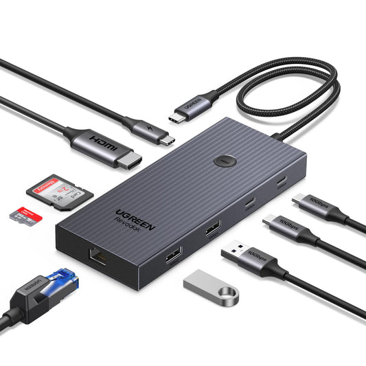 Adaptador USB C Multipuerto UGREEN Revodok Pro Gris con HDMI 4K para MacBook e iPad