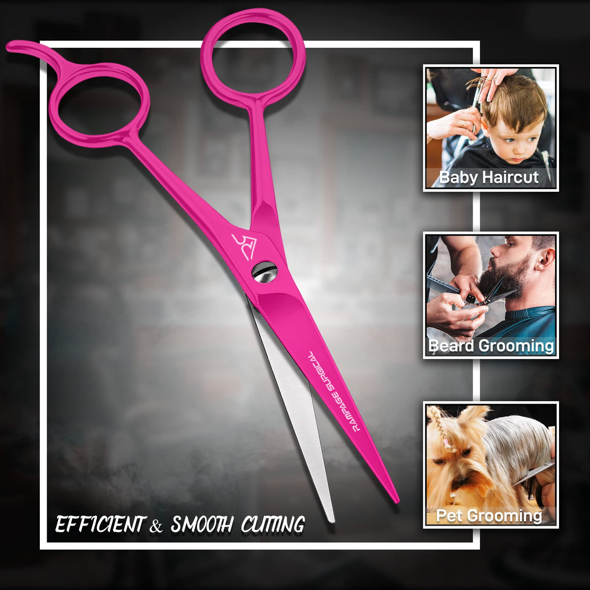 B-4 Tijeras profesionales de peluquería acero inoxidable, #16.5 cm,?«rosas»