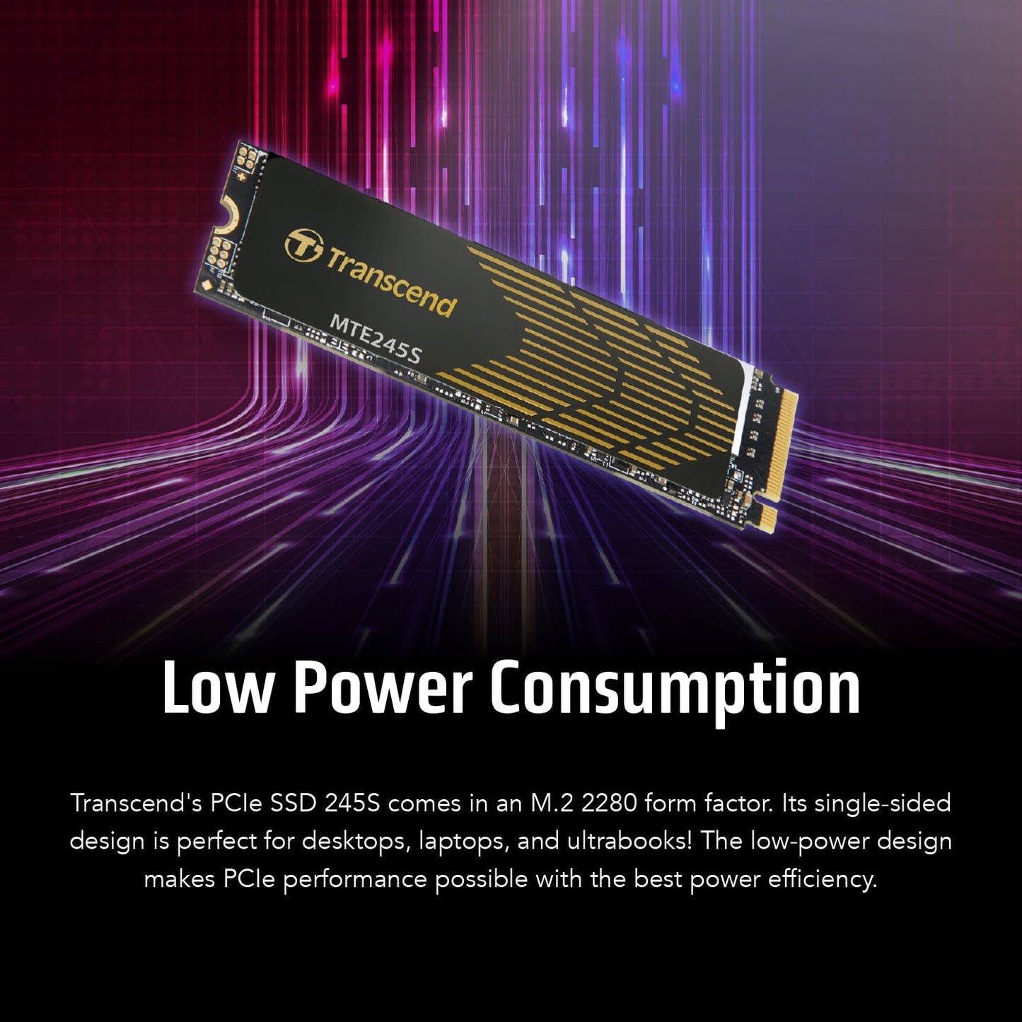 Transcend TS250GMTE245S Unidad Interna de Estado sólido para Juegos M.2 PCIe Gen4x4 2280 NVMe con disipador térmico de grafeno, con velocidades de hasta 3,200MB/s