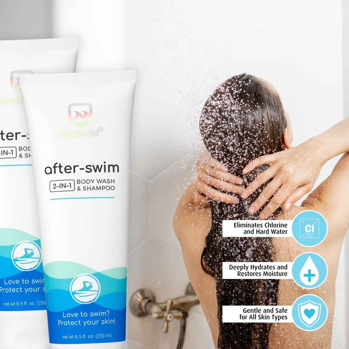 Chlorine Removing Neutralizing After Swim Body Wash and Shampoo