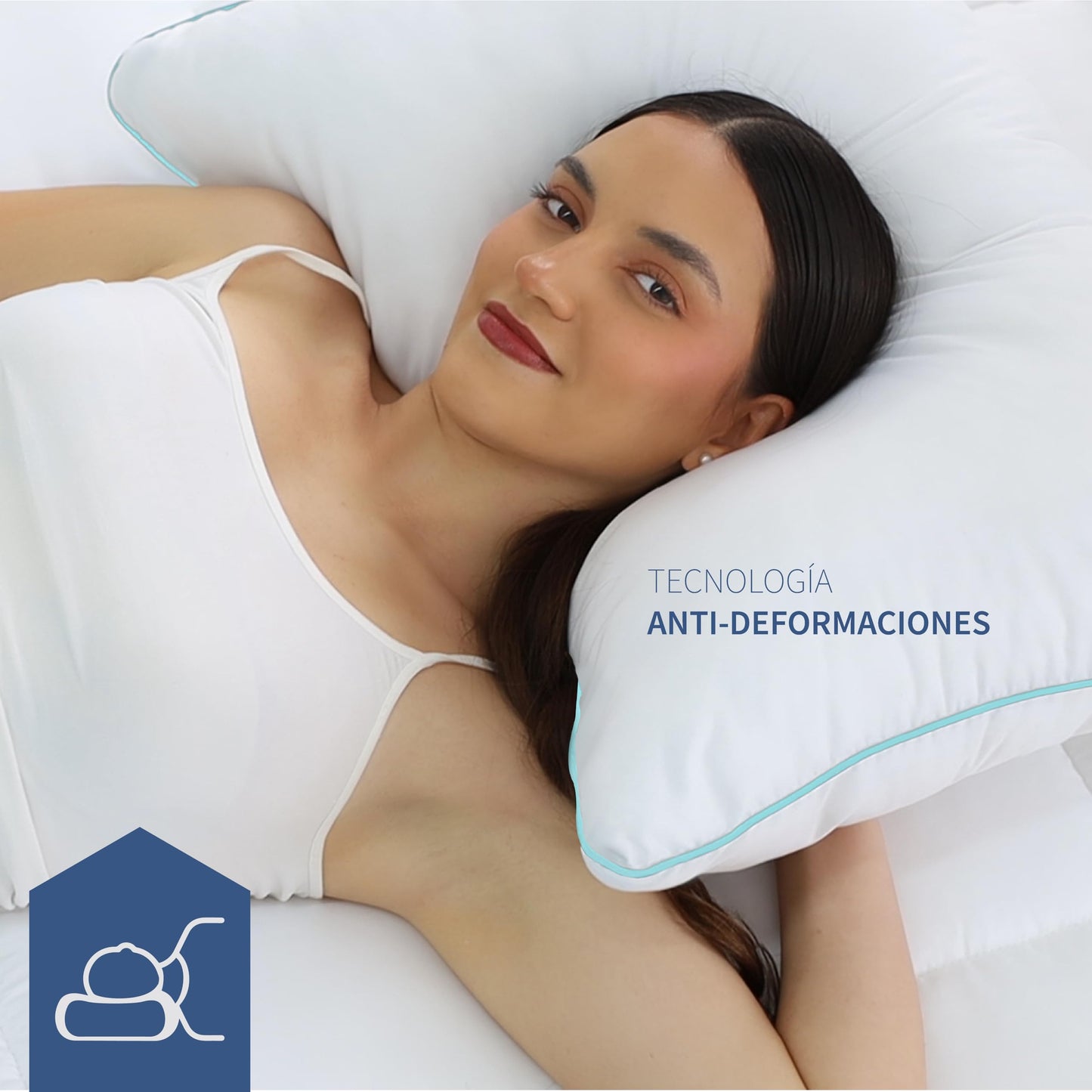 Almohadas TESSO HOME Azul Hipoalergénicas de Firmeza Media y Suaves Lavables Estándar