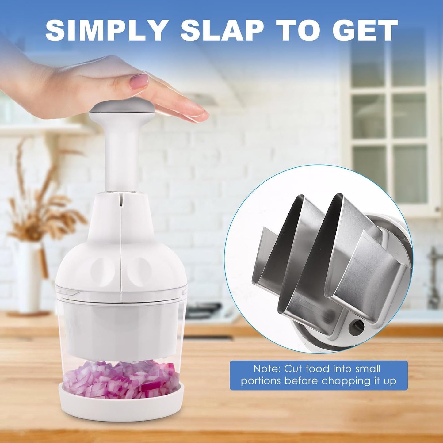 Picador de Alimentos Pampered Chef Blanco Manual para Verduras y Frutos Secos