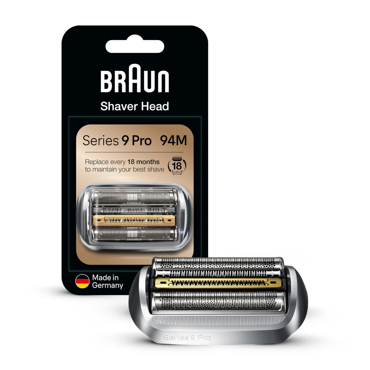 Braun Series 9 Cabezal De Recambio 94M Plata Para Afeitadora Eléctrica, Compatible Con Las Afeitadoras Series 9