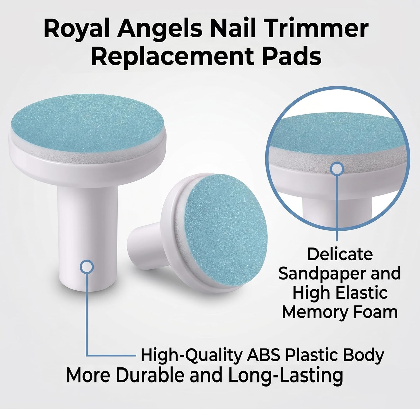 Royal Angels Almohadillas de repuesto para limas de uñas de bebé, 8 cabezales para niños pequeños y niños, universal, compatible con la mayoría de las limas de uñas eléctricas (morado, 6 – 12 meses)