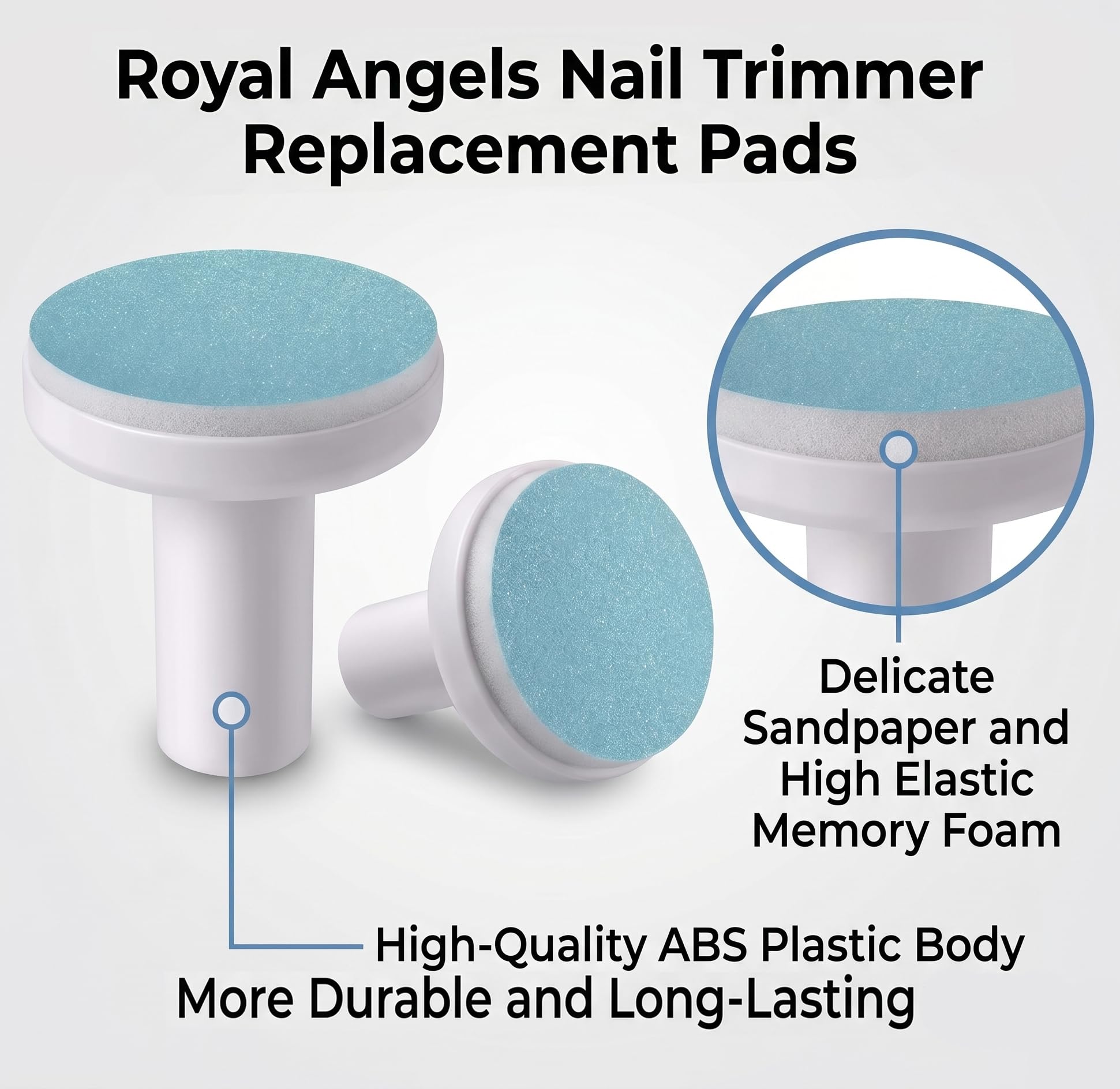 Royal Angels Almohadillas de repuesto para limas de uñas de bebé, 8 cabezales para niños pequeños y niños, universal, compatible con la mayoría de las limas de uñas eléctricas (morado, 6 – 12 meses)