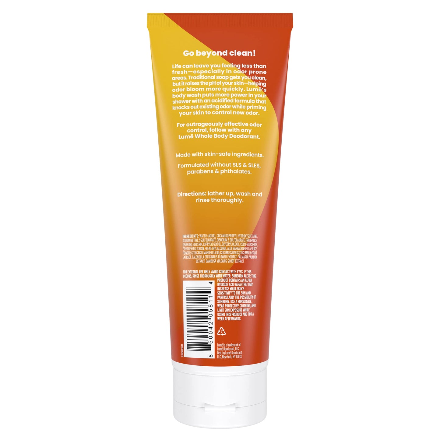 Lume Acidified Body Wash - 24 Hour Odor Control - Removes Odor Better than Soap - Moisturizing Formula - SLS Free, Paraben Free - Safe For Sensitive Skin - 8.5 ounce (Toasted Coconut)