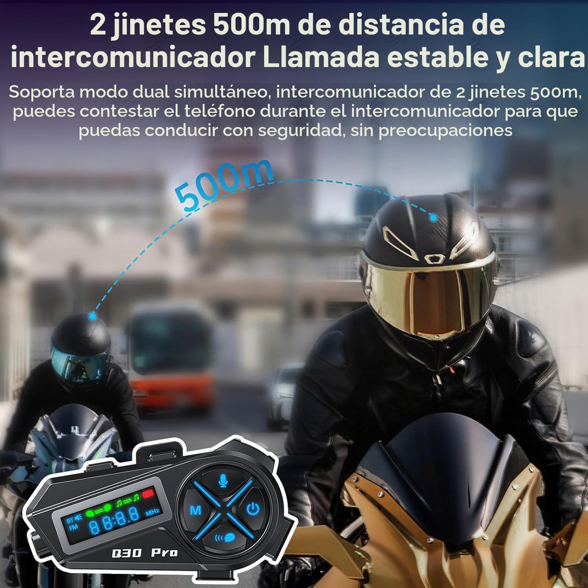 Auriculares Bluetooth OBEST Negro Intercomunicador para Casco de Moto