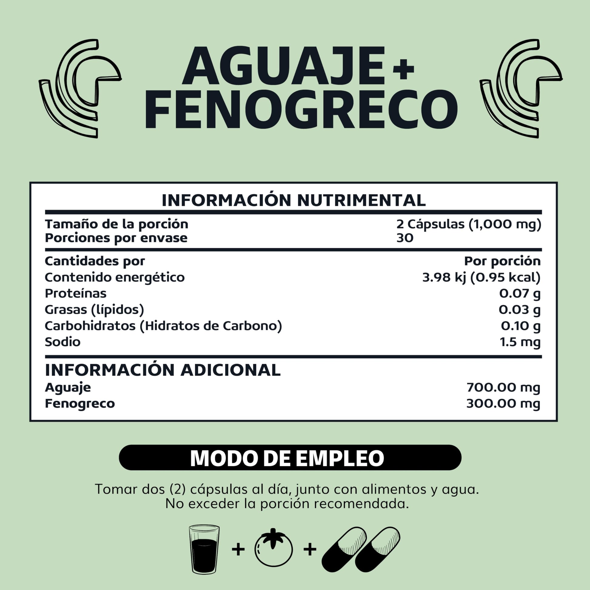 Beyond Vitamins | Aguaje + Fenogreco 1000mg Premium | Con tecnología VCaps de Cápsula vegana | 60 cápsulas