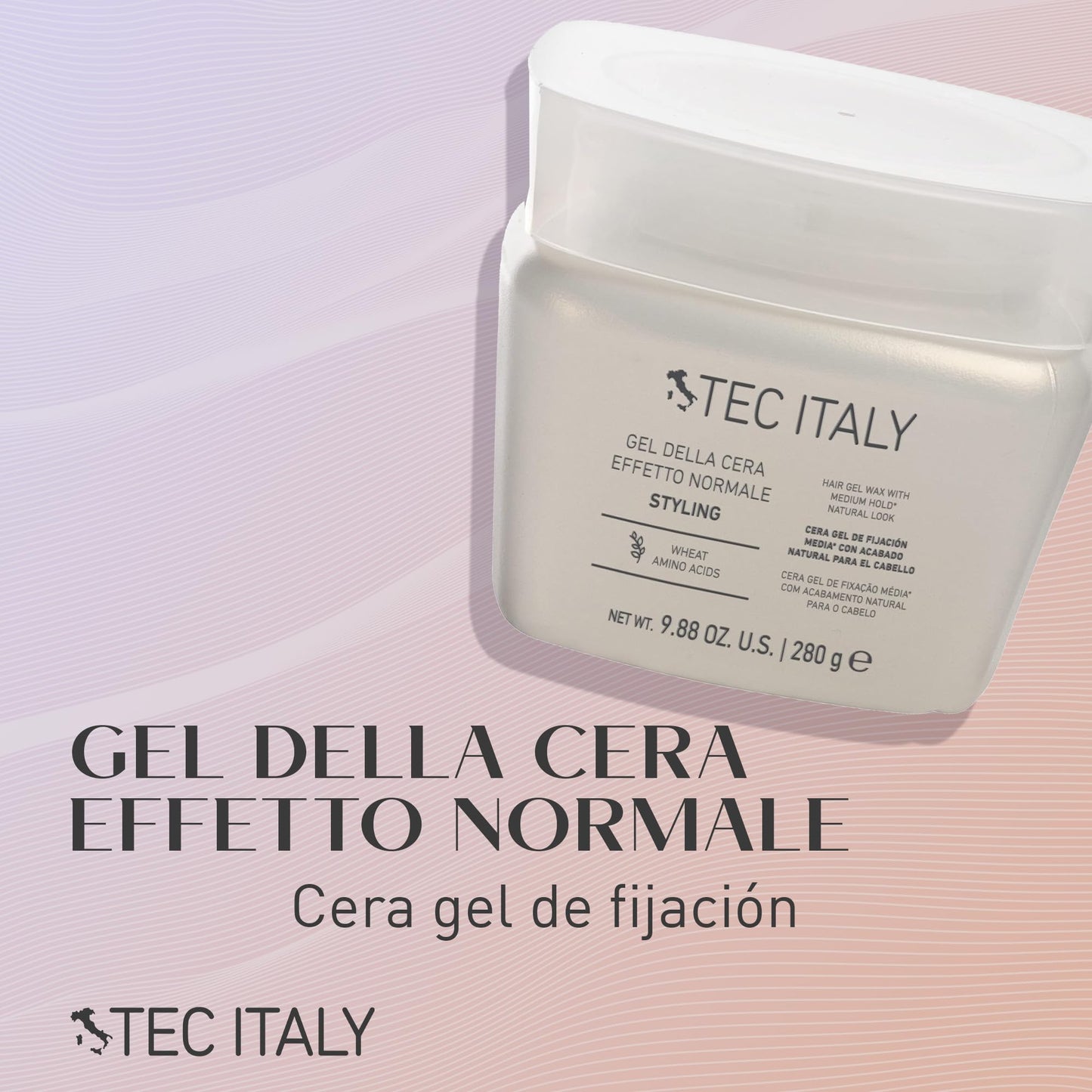 TEC ITALY - Gel Della Cera Efetto Normale 280 g, Gel de Fijación Media con Acabado Natural para el Cabello, Estiliza y Acondiciona el Cabello, para Cualquier Tipo de Cabello, con Aminoácidos