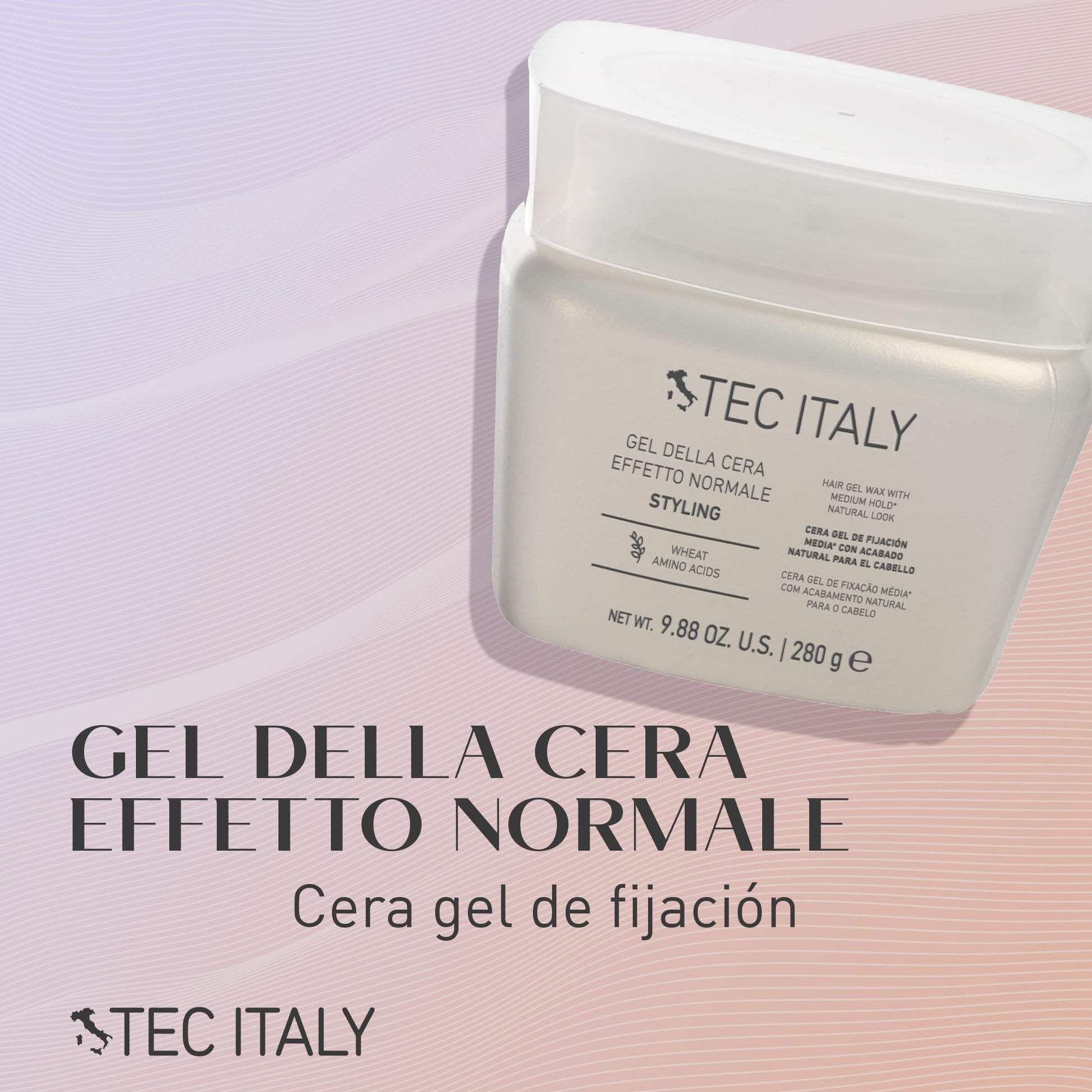 TEC ITALY - Gel Della Cera Efetto Normale 280 g, Gel de Fijación Media con Acabado Natural para el Cabello, Estiliza y Acondiciona el Cabello, para Cualquier Tipo de Cabello, con Aminoácidos