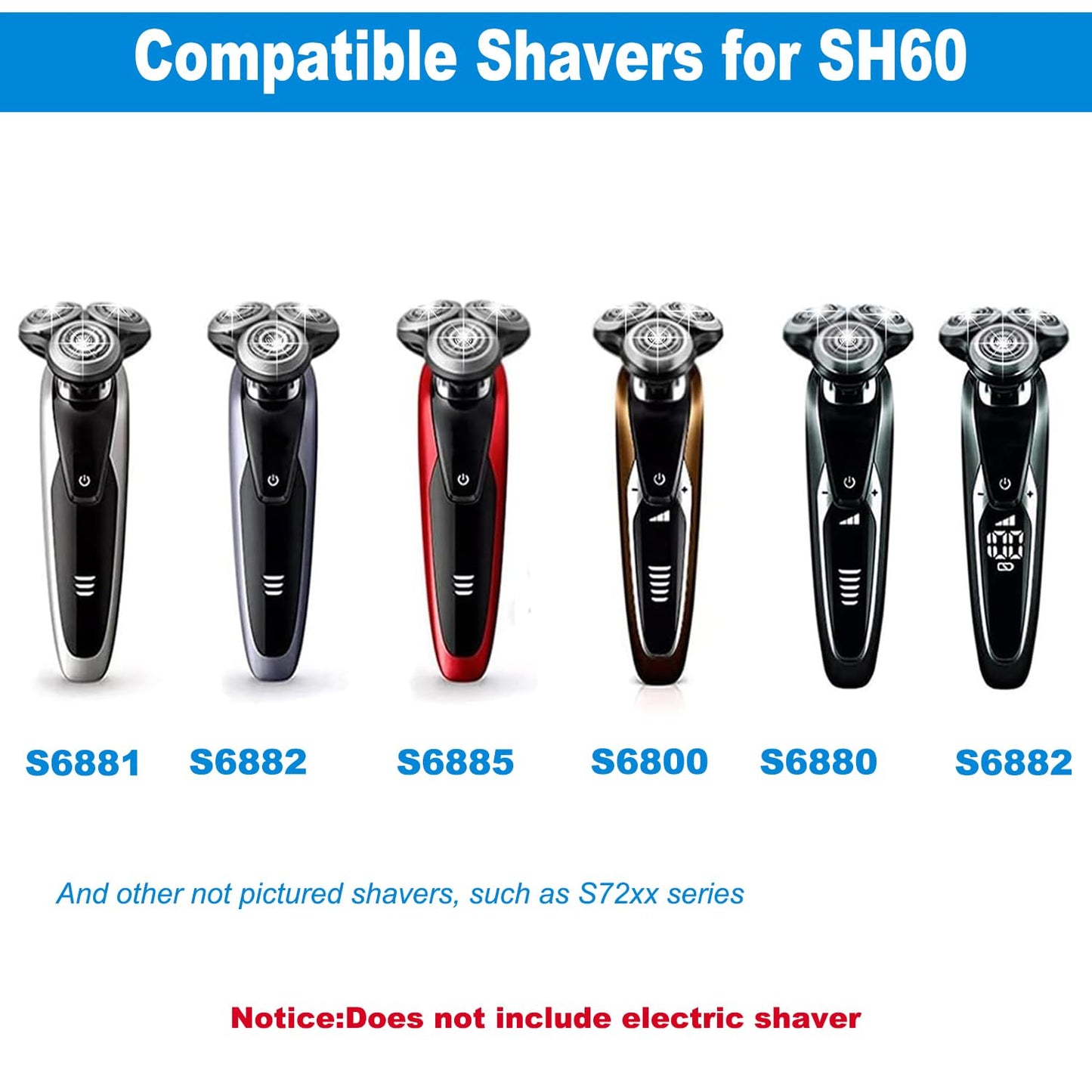 Cabezales de Repuesto SH60 Compatibles con Philips Norelco Serie 6000，Cuchillas Afiladas Y Duraderas（6pcs）