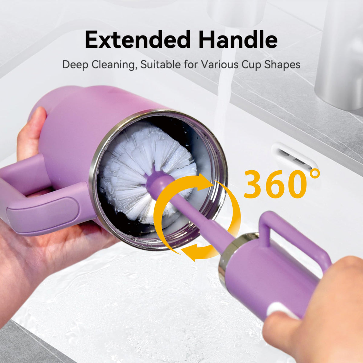 Booqiboy - cepillo para polvo eléctrico recargable para botella y taza, limpieza completa de 360° sin puntos ciegos, adecuado para biberones, tazas de 64 onzas, pajitas, copas de vino, etc., fácil de