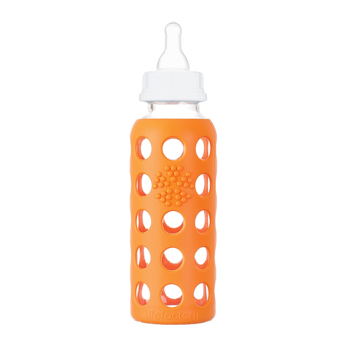 Lifefactory Biberón de vidrio para bebé con funda de silicona Anaranjado 266.16ml (9oz)