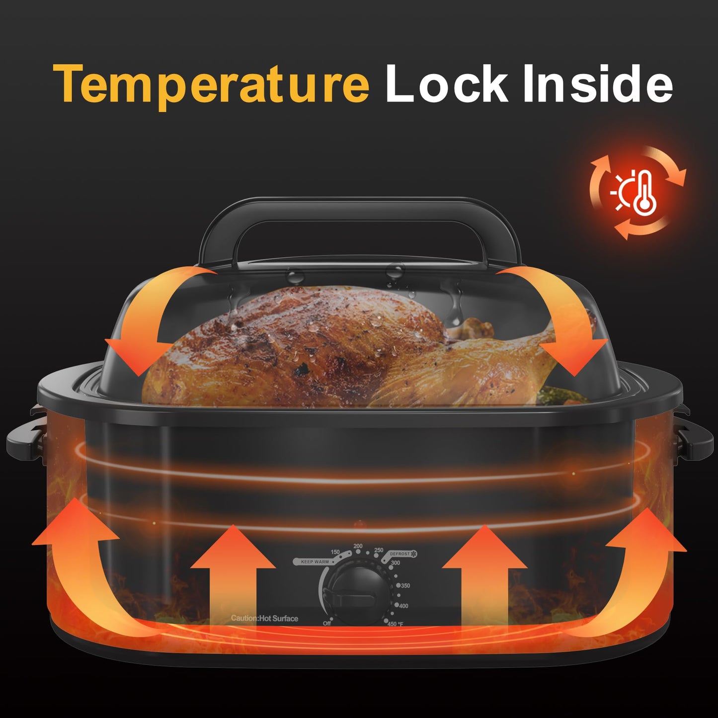HEYNEMO Horno Tostador Eléctrico de 26 Cuartos con Tapa Autohilado, 1450 W, Asas de Tacto Frío, Acero Inoxidable, Bandeja Extraíble y Estante