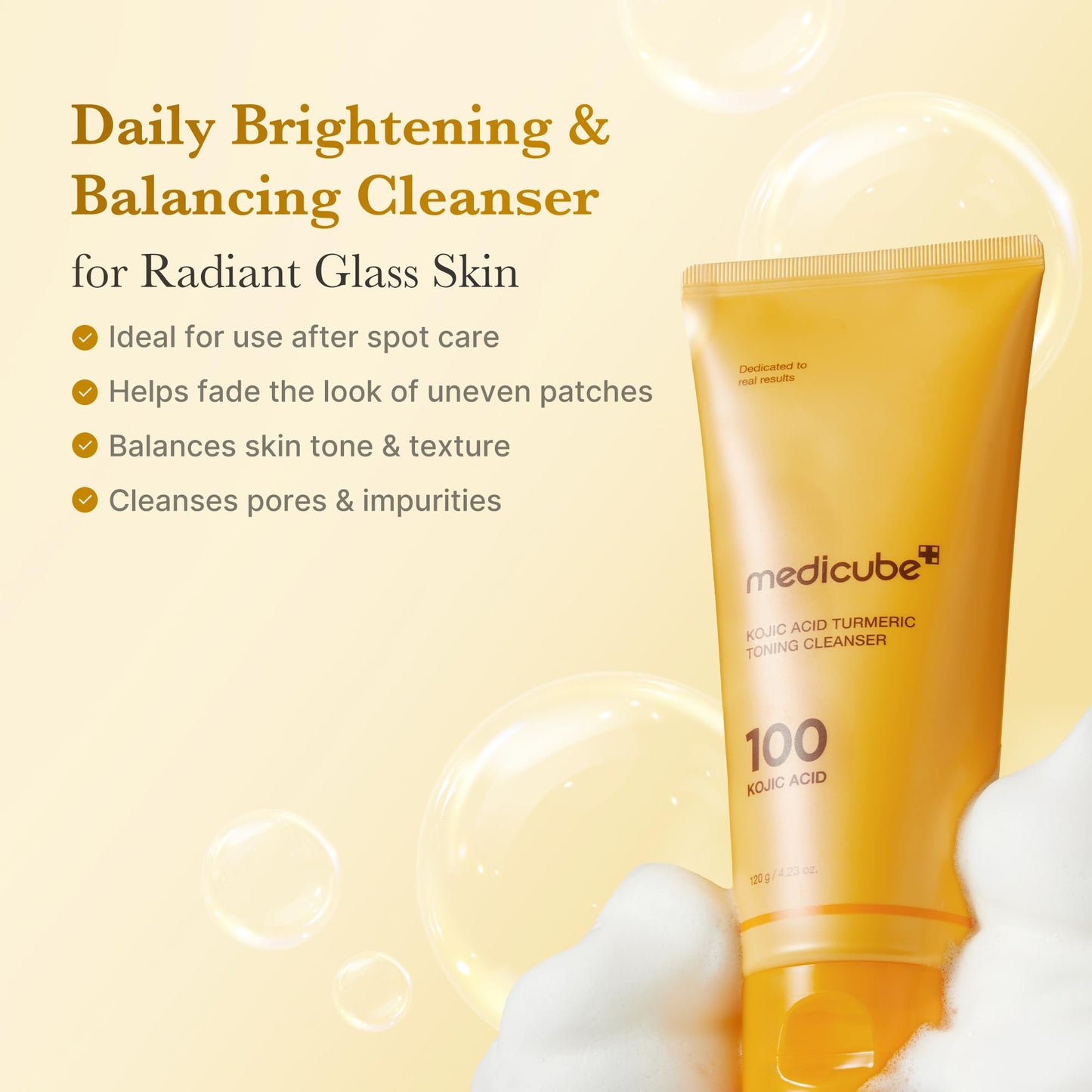 Limpiador de cúrcuma | Limpiador facial diario para equilibrar el tono y la textura desiguales | Niacinamida para piel de vidrio transparente | Cuidado de la piel coreano | 4.23 oz