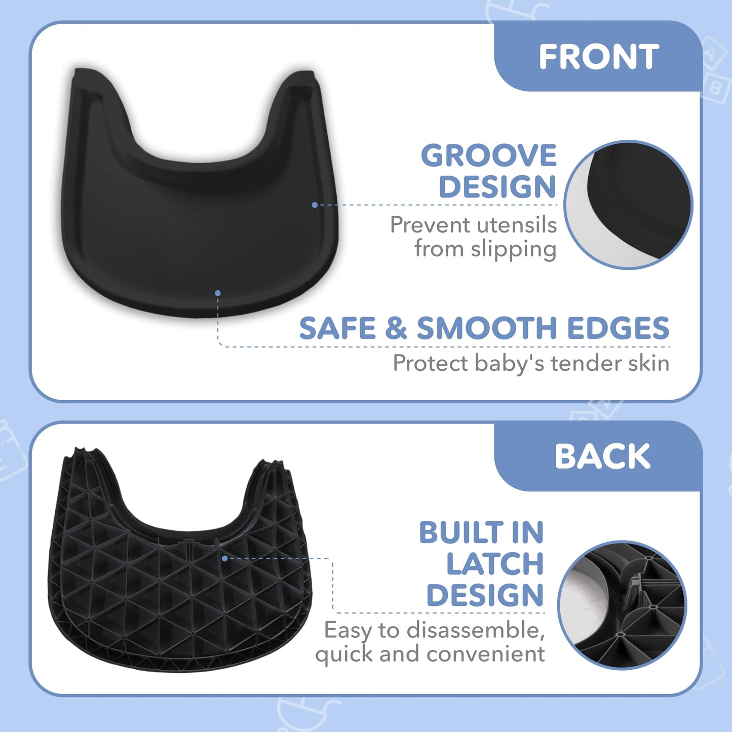 Mesa de trona compatible con silla Stokke Tripp Trapp – Negro mate – No apta para placas de succión – Tabla de comedor apta para Stokke Tripp Trapp – Libre de BPA