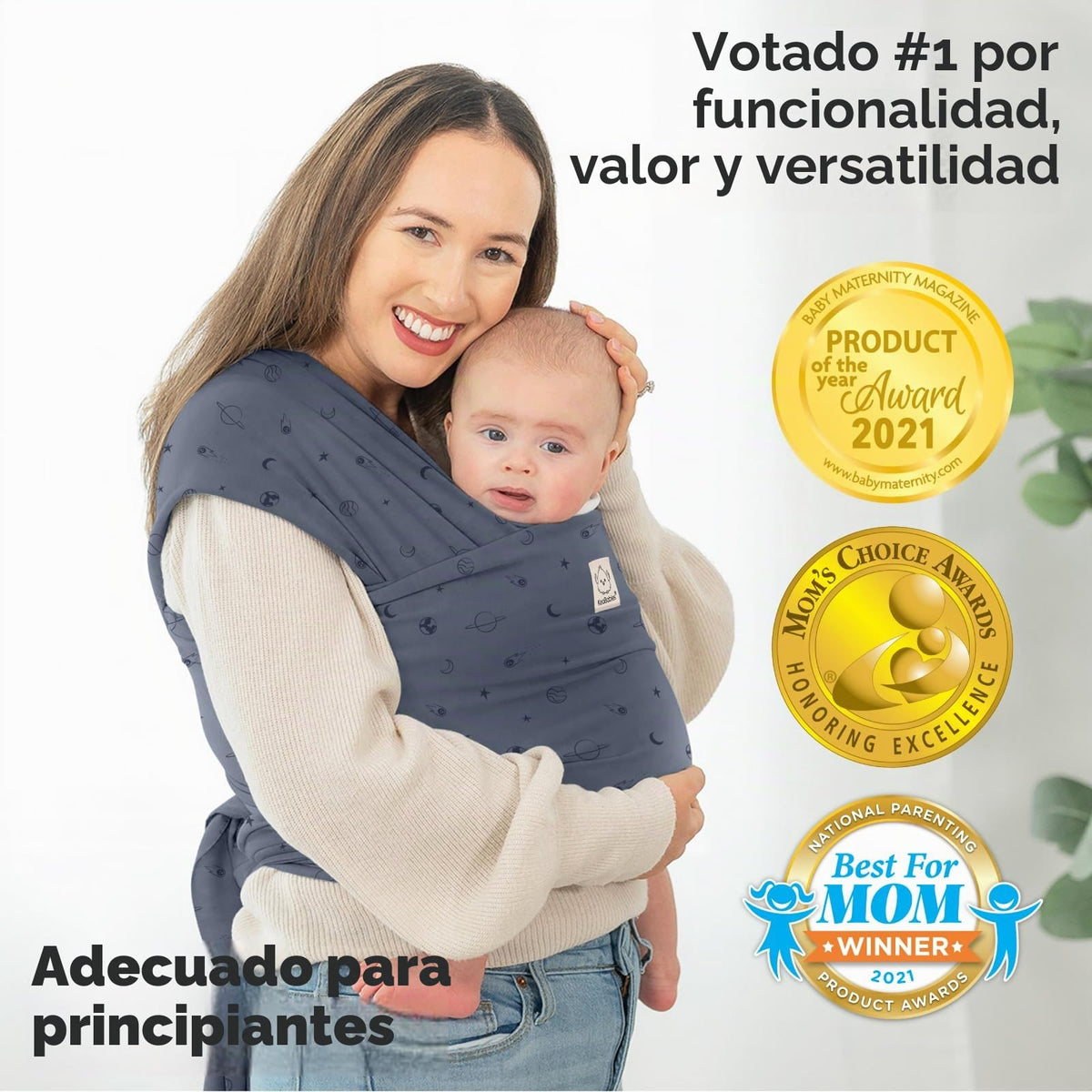 KeaBabies Portabebés Baby Wrap Carrier - Todo en 1 Portabebés Original Banda para Recién Nacido a Niño, Fácil de Usar, Atadura Sin Manos, Ligero, Envolturas para Niños Transpirables (Planetas)