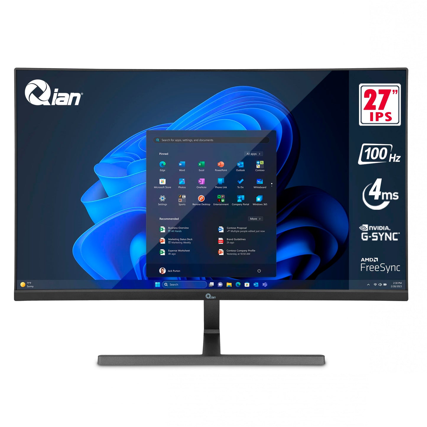 Monitor de Computadora Qian QMF-IPF27-01 27 Pulgadas Full HD IPS HDR10 G-Sync Freesync
