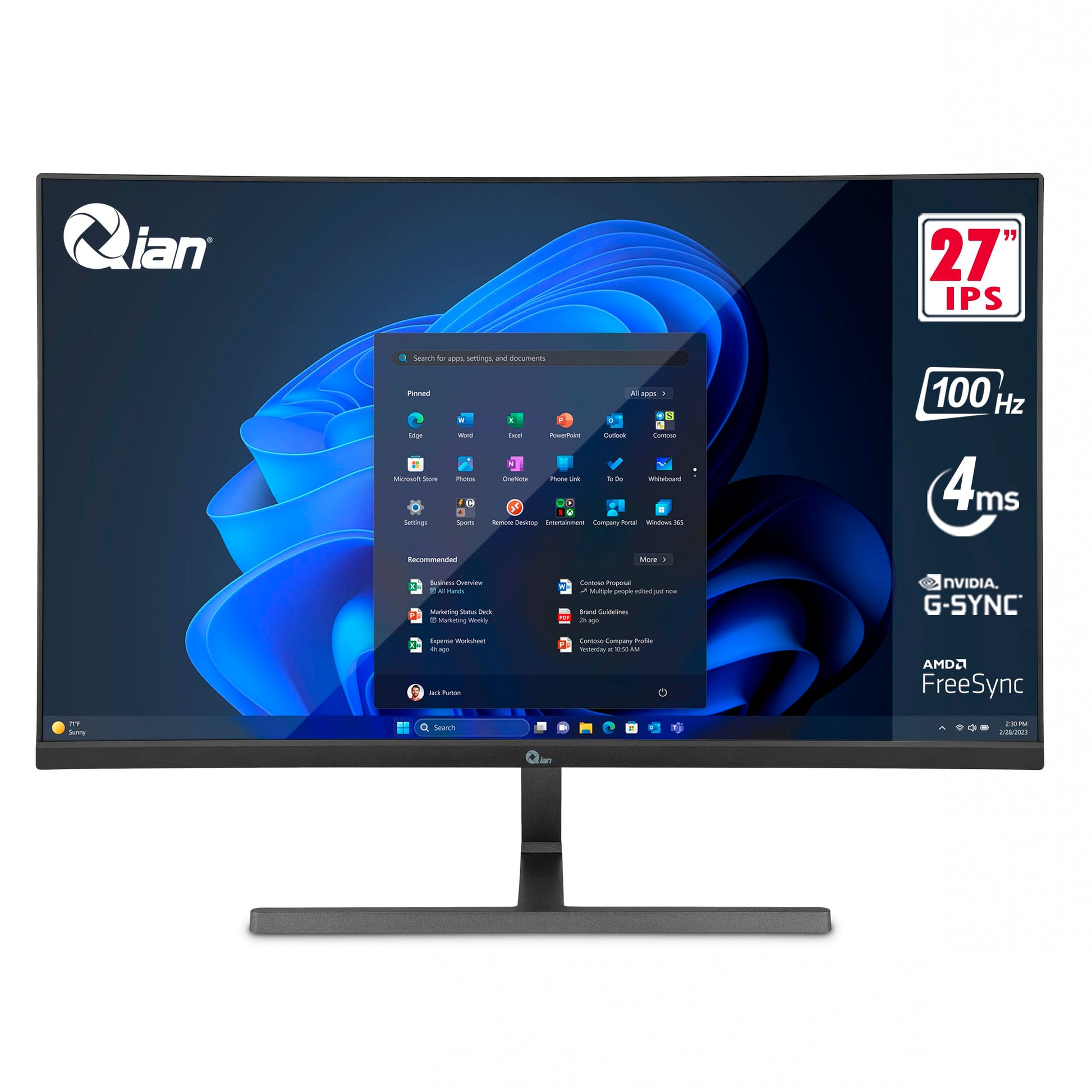 Monitor de Computadora Qian QMF-IPF27-01 27 Pulgadas Full HD IPS HDR10 G-Sync Freesync