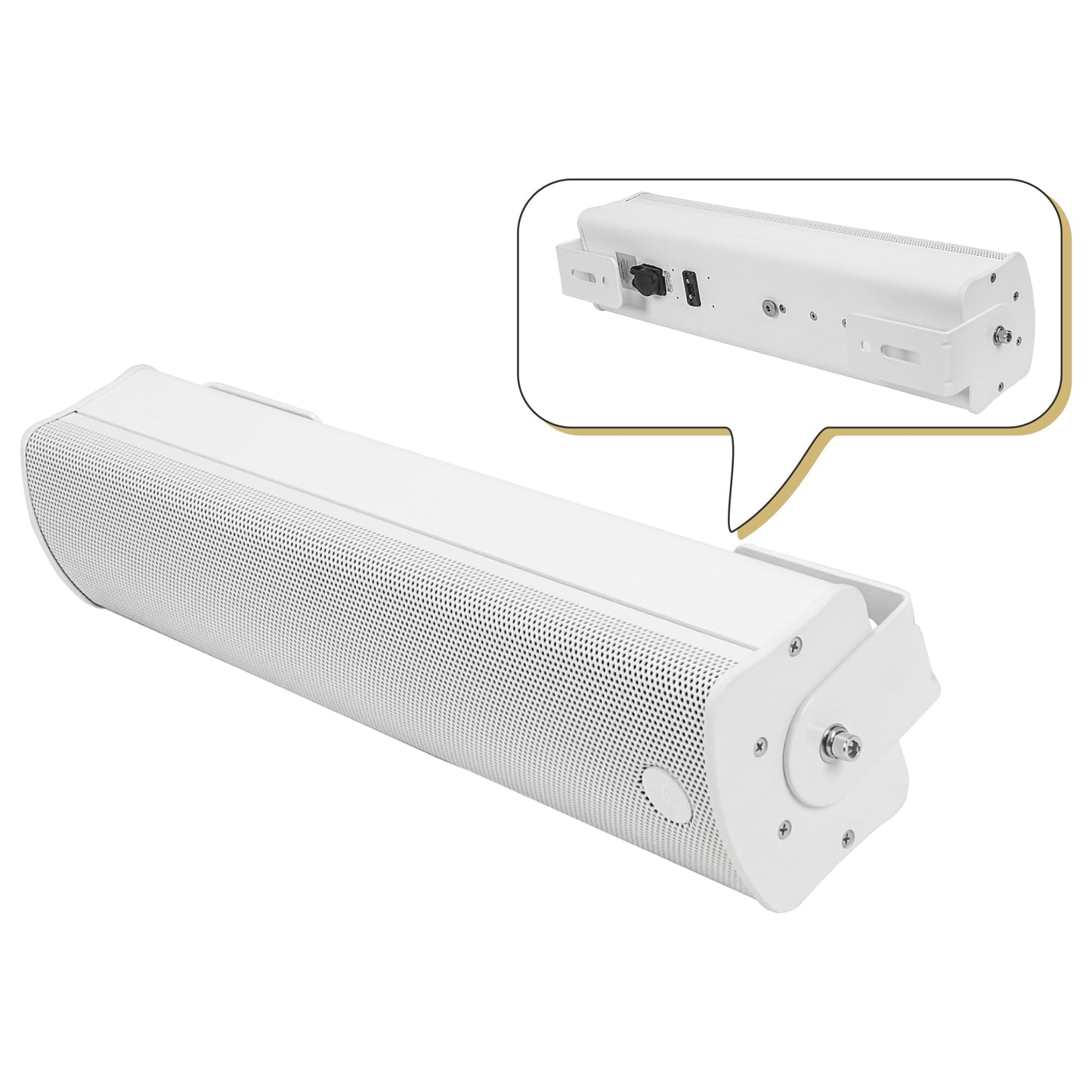 Sound Town - Altavoz de aluminio compacto resistente a la intemperie, con soporte de montaje en pared, 4 x 3 woofers, 2 tweeters de cúpula de 1.2, blanco, para instalación en interiores y exteriores
