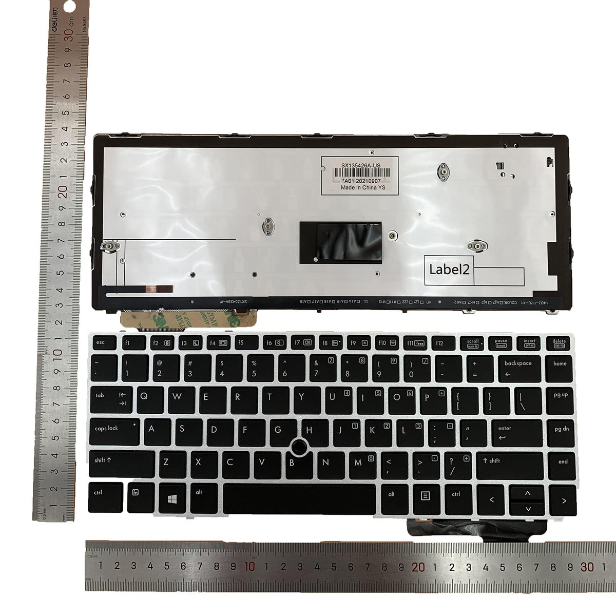 Repuesto de Teclado con Retroiluminación Tiugochr Negro para HP EliteBook Folio 9470M 9480M