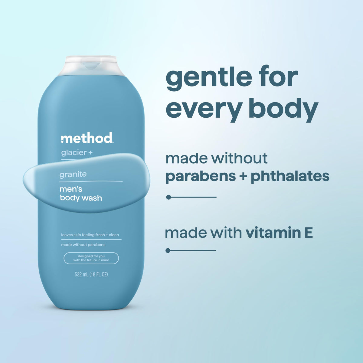 Method Men Body Wash, Glacier + Granite, Paraben and Phthalate Free, 18 fl oz (Pack of 1)