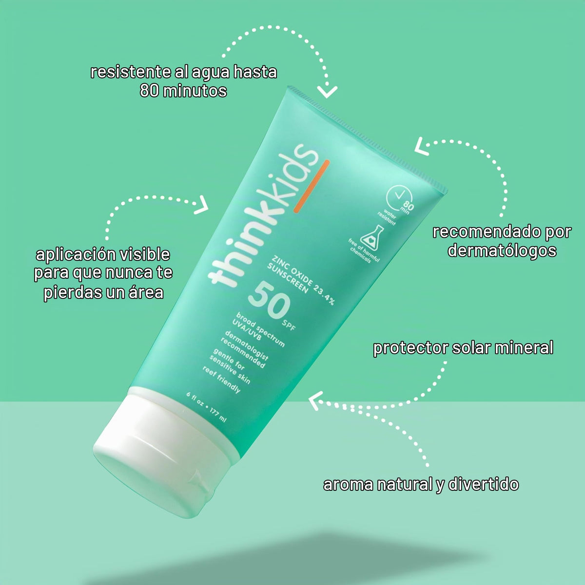 Crema Protectora Solar SPF 50+ Thinksport Segura para Niños 6 Onzas