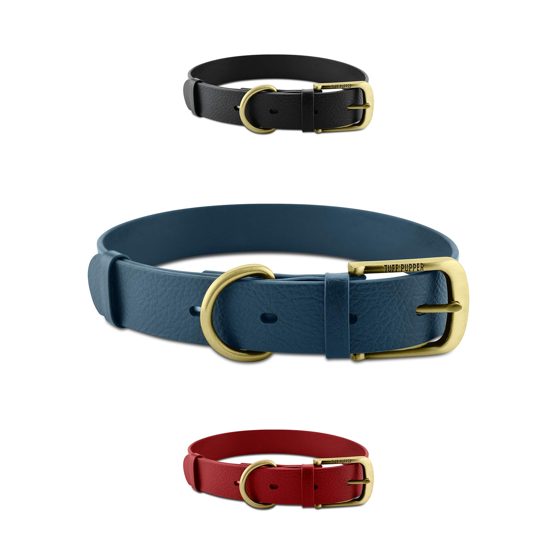 Tuff Pupper Collar para perro clásico 'Lifetime' resistente, más fuerte que el cuero, impermeable y sin olor, garantizado de por vida