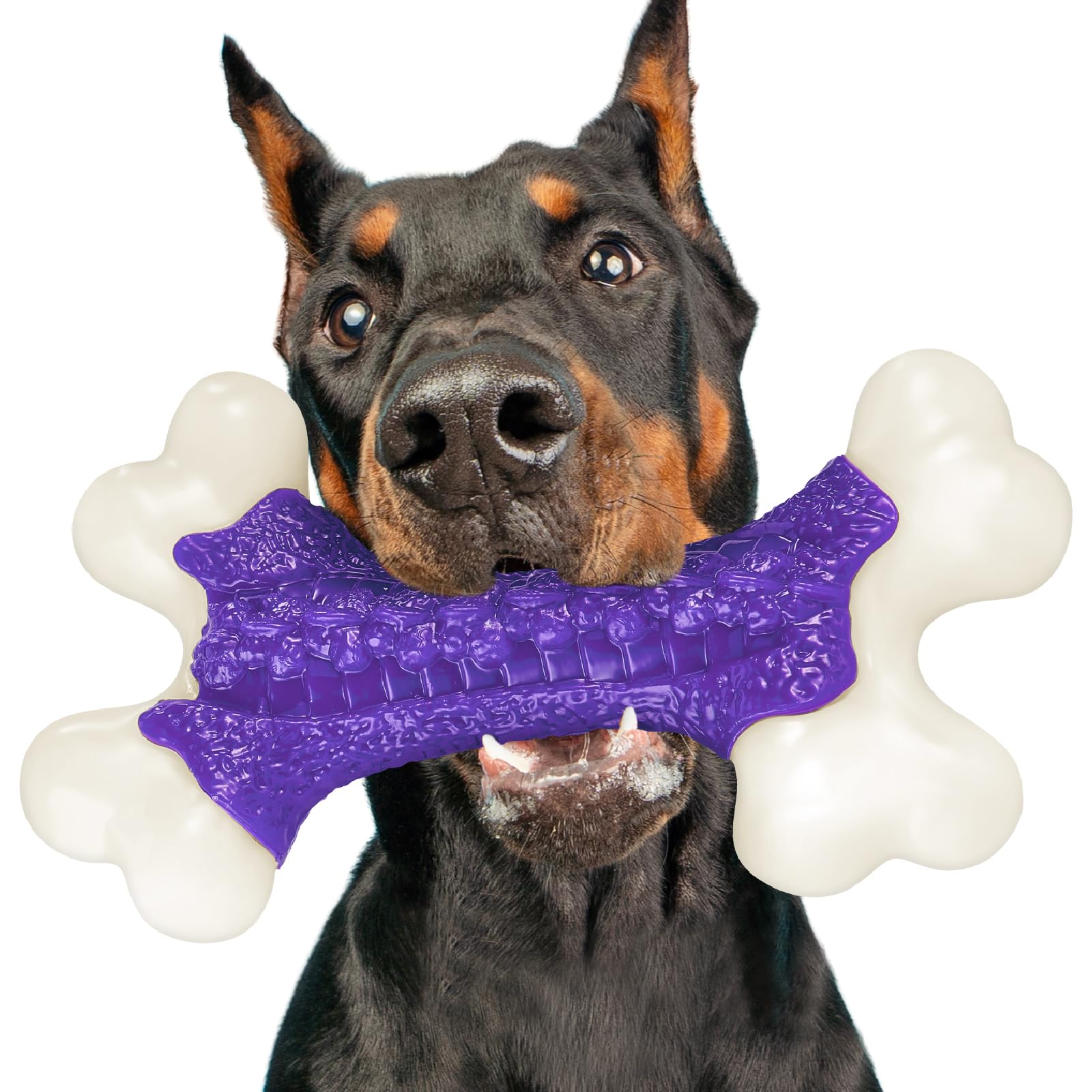 Kseroo - Juguetes masticables resistentes para perros masticadores agresivos de raza grande y media, juguete duradero para perros grandes, nailon natural resistente, juguetes para masticar extremos, juguetes indestructibles de entrenamiento para dentición