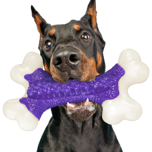 Kseroo - Juguetes masticables resistentes para perros masticadores agresivos de raza grande y media, juguete duradero para perros grandes, nailon natural resistente, juguetes para masticar extremos, juguetes indestructibles de entrenamiento para dentición
