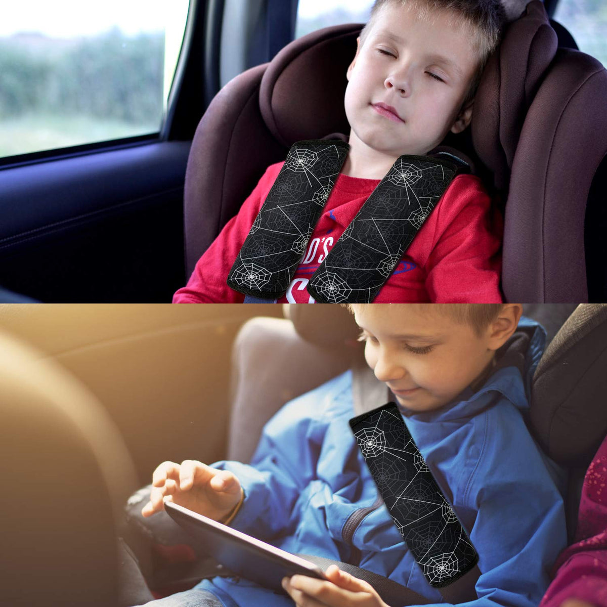 Funda para Cinturón de Seguridad Spider Negra con Almohadilla para Niños