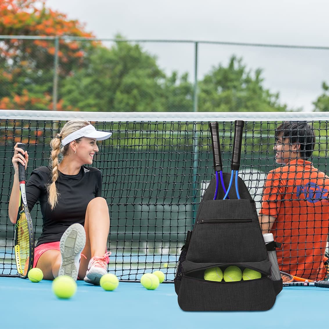 Layway - Mochila de tenis para hombres y mujeres, bolsa de raquetas de tenis para llevar raquetas de racquetball, squash, bádminton, pickleball y otros accesorios deportivos de viaje (negro)