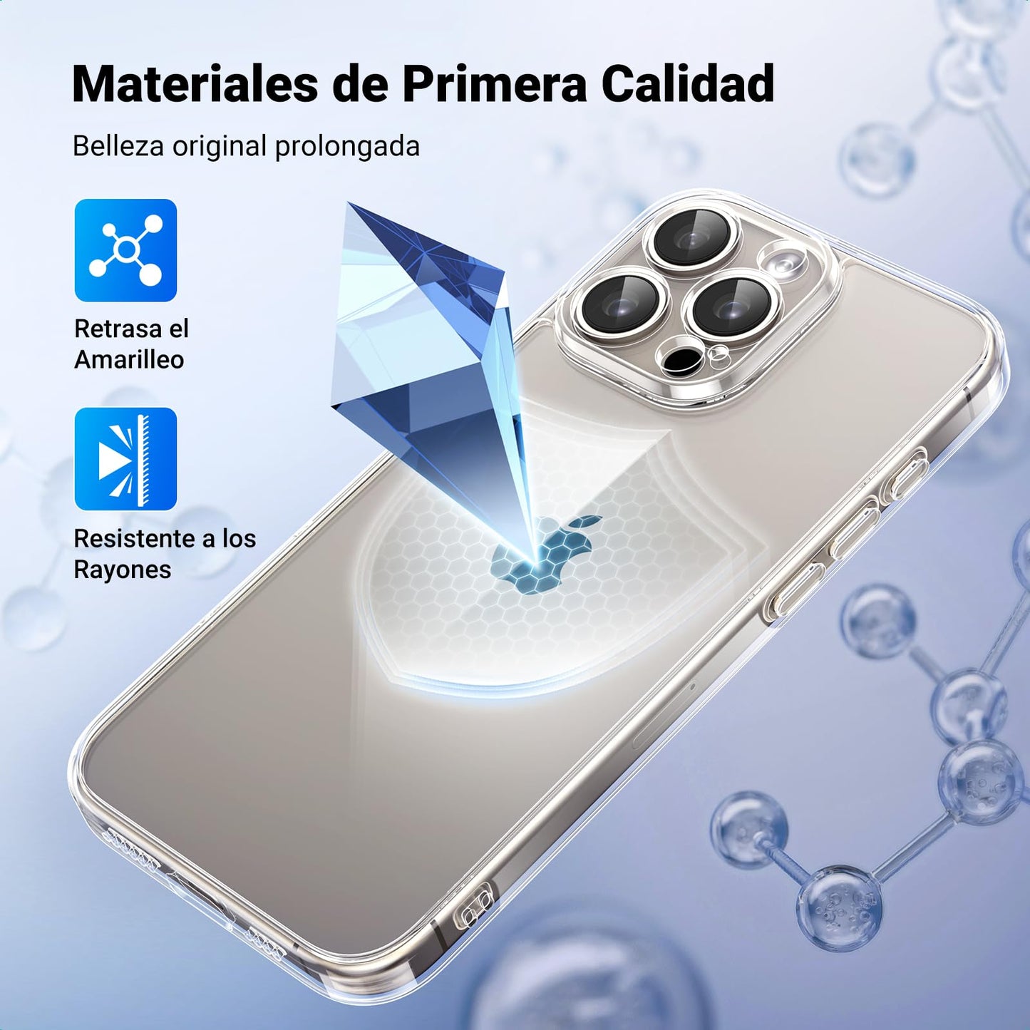 UGREEN Funda para iPhone 16 Pro, Anti-Amarillo con Protección de la Lente y contra Caídas, Case Anticaída y Antidesgaste, Carcasa 6.3", Transparente