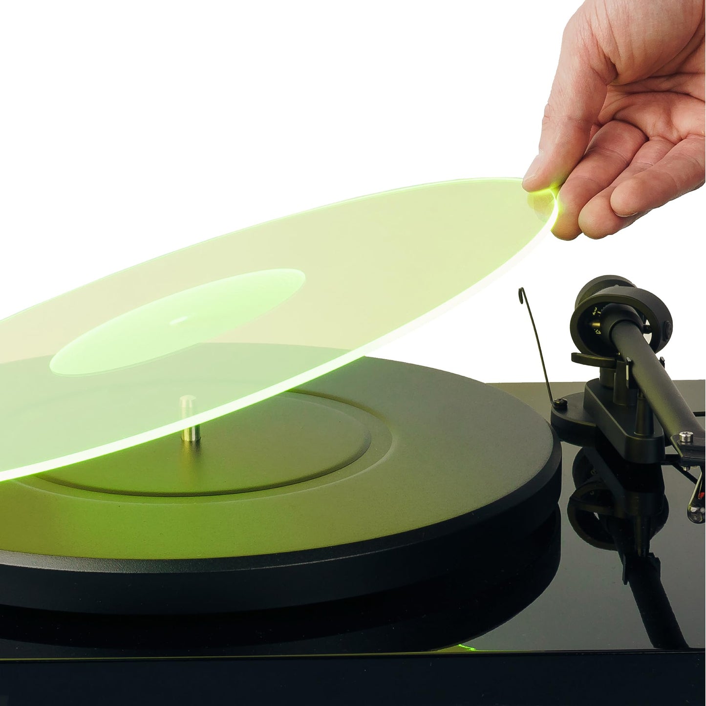 Hudson Hi-Fi Estera giratoria de acrílico - LP Slipmat para tornamesas y Tocadiscos de Vinilo - GreenLit - Verde Neon