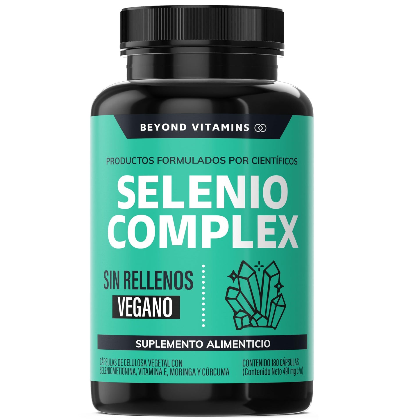 Cápsulas Selenio Seleniometionina Veganas con Vitamina E, Moringa y Raíz de Cúrcuma