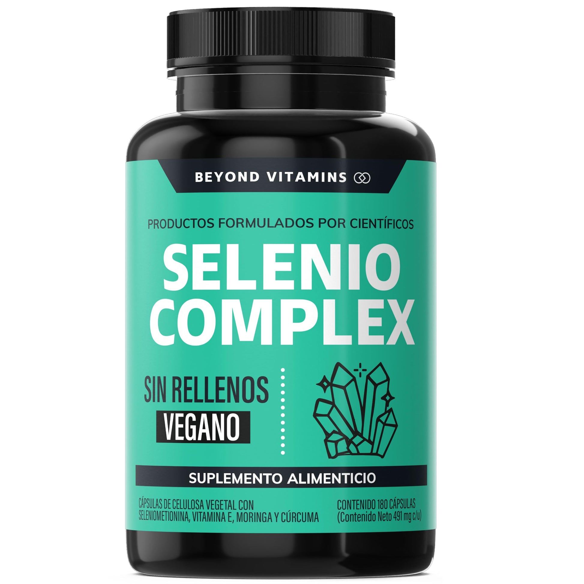 Cápsulas Selenio Seleniometionina Veganas con Vitamina E, Moringa y Raíz de Cúrcuma