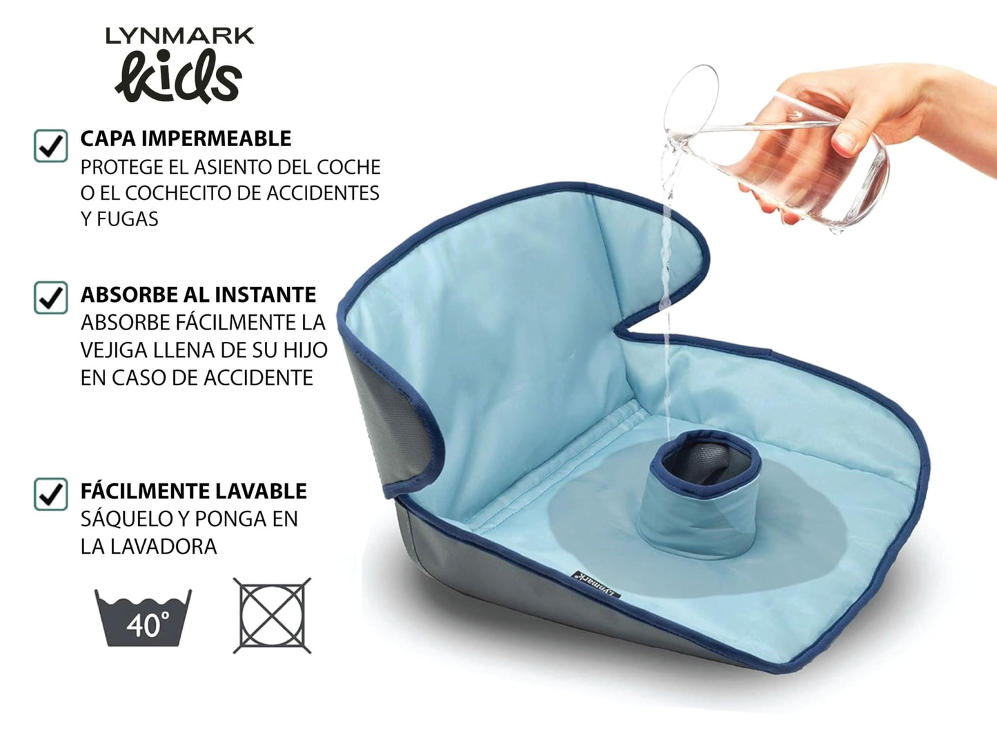 Lynmark® - Funda protectora de asiento de coche para entrenamiento para ir al baño – almohadillas absorbentes suaves impermeables para niños pequeños y asiento de coche – Alfombrilla de forro